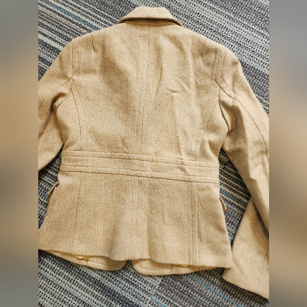 J. Crew Wool Tweed Tan Sparkly Button Fancy Blazer Jacket - Picture 8 of 9